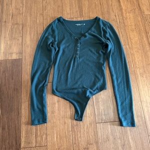 Abercrombie & Fitch | Dark Green | Long Sleeve Henley Bodysuit | XS